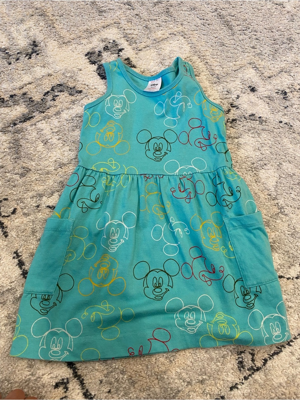 Hanna Andersson Turquoise Mickey Mouse Pocket Dress